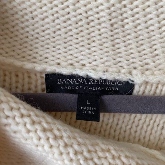 Banana Republic chunky cozy asymmetrical zip cowl neck sweater cream L - Picture 2 of 6